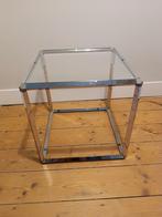 Vintage Bijzettafel in glas en chroom, design Vitra, Ophalen, Minder dan 45 cm, Minder dan 55 cm, Gebruikt