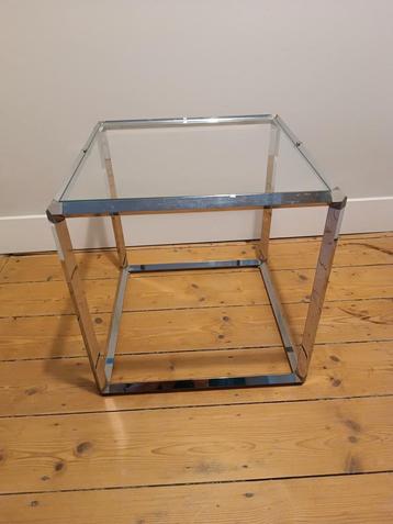 Vintage Bijzettafel in glas en chroom, design Vitra beschikbaar voor biedingen