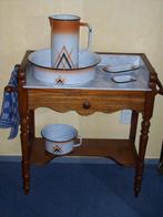 Vijfdelige emaille Art Deco lampetstel, Ophalen