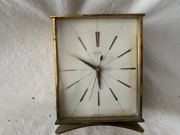 Klein antiek elektrisch tafelklokje messing, Antiek en Kunst, Antiek | Klokken, Ophalen of Verzenden