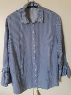 Blauw-wit gestreepte blouse Erfo maat 50 met parels op kraag, Blauw, Blouse of Tuniek, Erfo, Ophalen of Verzenden