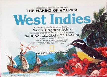 Themakaart, West Indies dubbelzijdig bedrukt,, Ophalen of Verzenden, Zo goed als nieuw, 1800 tot 2000, Landkaart