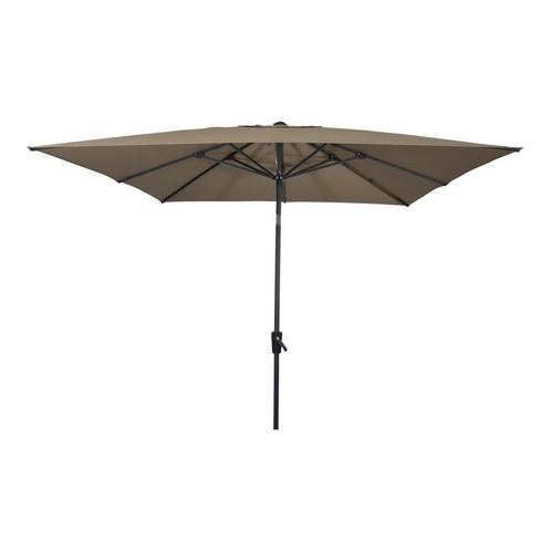 Parasol vierkant met molen taupe, Tuin en Terras, Parasols, Nieuw, Stokparasol, 2 tot 3 meter, Kantelbaar, Ophalen of Verzenden