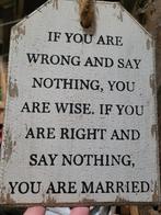 Houten tekstbord met stevig touw eraan., Ophalen of Verzenden, Zo goed als nieuw