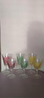Vintage gekleurde kristallen glazen – Frans – stijl VMC Reim, Antiek en Kunst, Antiek | Glas en Kristal, Ophalen of Verzenden