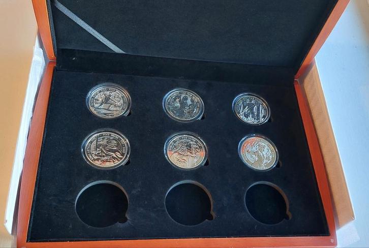 Cassette 1ste 6 stuks zilveren Miths & Legends UK., Postzegels en Munten, Munten | Europa | Niet-Euromunten, Setje, Zilver, Ophalen of Verzenden