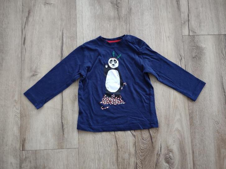 Prachtige blauwe Kersttrui, longsleeve met Kerst panda, 86., Kinderen en Baby's, Babykleding | Maat 86, Zo goed als nieuw, Jongetje of Meisje