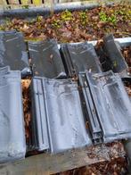 64 stuks grijze / zwarte glazura dakpannen, Ophalen, Steen of Klei, Zwart, Zo goed als nieuw