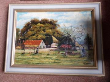 Schilderij - J.F van Druten sr - Op de boerderij - 62x47cm beschikbaar voor biedingen