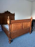 Vintage tweepersoonsbed (twijfelaar), Gebruikt, Bruin, 190 cm of minder, Hout
