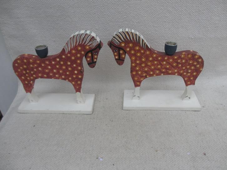 Diverse  Vintage Scandinavische  houten kandelaars, Huis en Inrichting, Woonaccessoires | Kandelaars en Kaarsen, Gebruikt, Minder dan 25 cm