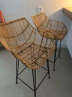 2 Barkrukken bamboe met stalen poten, Huis en Inrichting, Barkrukken, 2 krukken, Ophalen, Gebruikt, Metaal