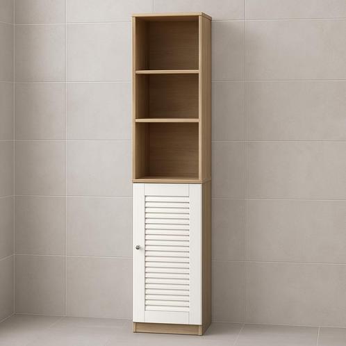 Badkamer Kolomkast – Wit Eiken – 170cm, Huis en Inrichting, Badkamer | Badkamermeubels, Nieuw, (Half)hoge kast, 150 tot 200 cm