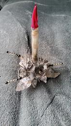 Antiek kerstdecoratie huls blaadjes glazen kaars en kralen, Diversen, Kerst, Ophalen of Verzenden