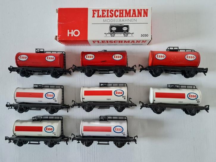 8 Fleischmann H0 Esso ketelwagons 5030, Hobby en Vrije tijd, Modeltreinen | N-Spoor, Gebruikt, Wagon, Gelijkstroom, Fleischmann