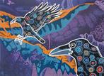 Prachtig kleurrijk (Aboriginal) schilderij van een raaf, Antiek en Kunst, Kunst | Schilderijen | Modern, Ophalen of Verzenden