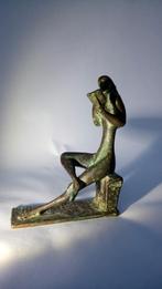 Bronzen vrouw figuur met boek - Piet van Heerden, Ophalen of Verzenden