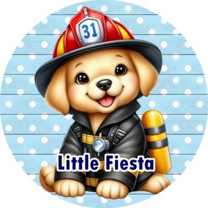 L543 icing frosting brandweer hondje 18cm eetbare print top, Hobby en Vrije tijd, Taarten en Cupcakes maken, Nieuw, Versiering