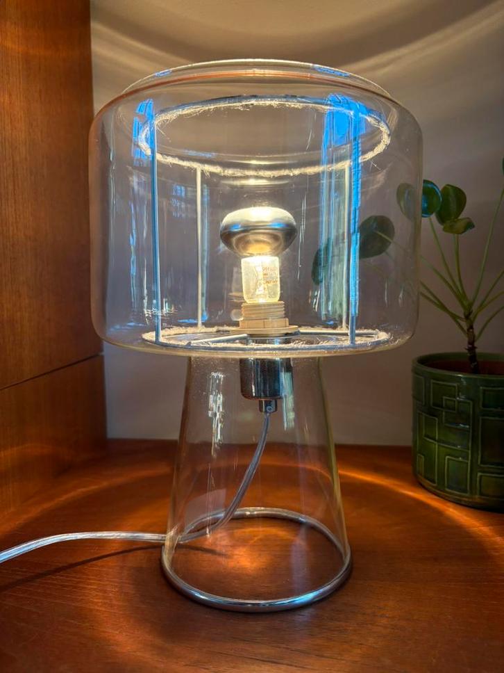 Grote glazen vintage Zijlstra mushroom  / tafellamp, Huis en Inrichting, Lampen | Tafellampen, Gebruikt, Minder dan 50 cm, Glas