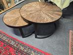 Set van 2 houten salontafels, Huis en Inrichting, Gebruikt, P, Minder dan 50 cm, 50 tot 100 cm