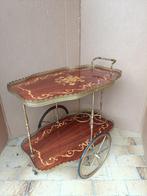 Vintage serveerwagen, trolley, italiaans inleg meubel, bijze, 60 cm of meer, 55 tot 75 cm, Gebruikt, Rechthoekig