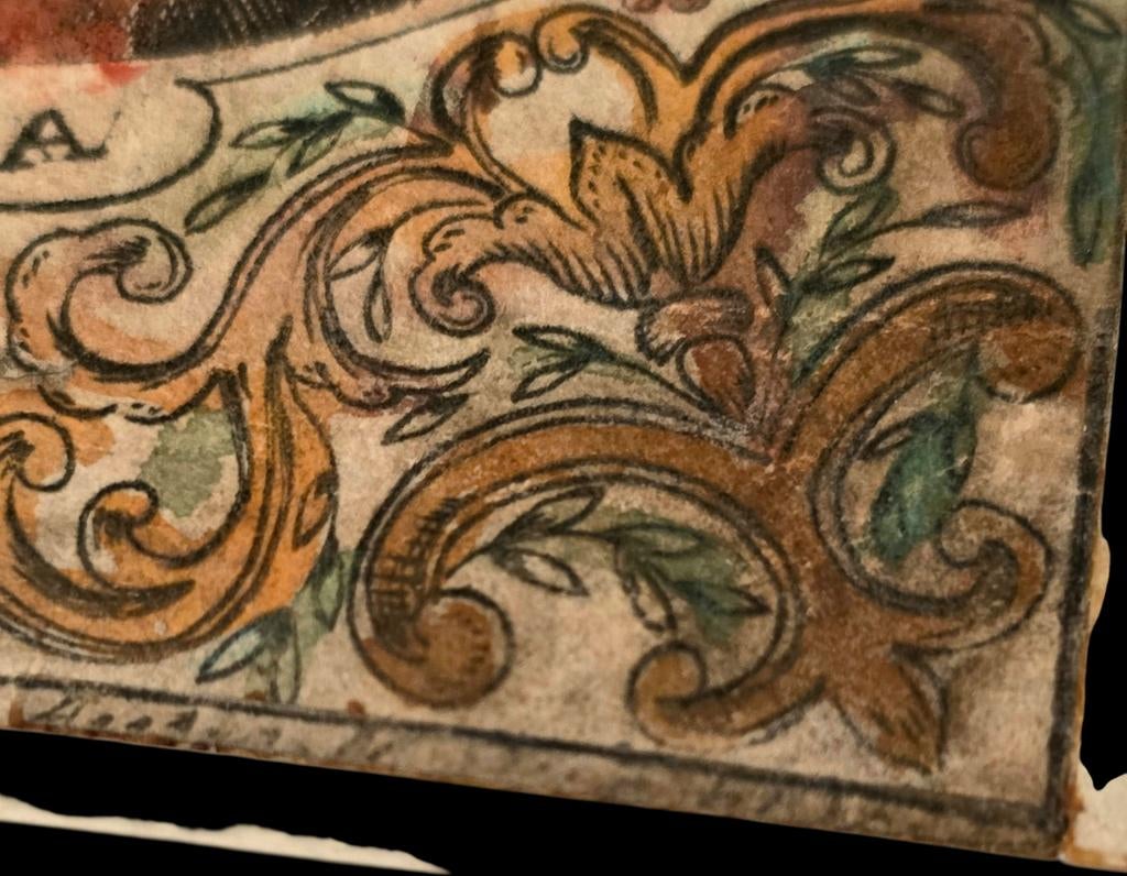 Heilige S.Lucia  17e eeuwse Ingekleurde Heilige prent, Verzenden