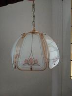 Klassiek Hollywood Regency lamp roze lotus wit melkglas goud, Huis en Inrichting, Lampen | Hanglampen, Ophalen of Verzenden, Gebruikt