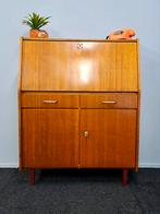 Vintage secretaire jaren 60/70 retro bureaukastje klepkastje, Gebruikt, Ophalen of Verzenden, Midcentury deens dutch scandinavisch design bureau drankkast