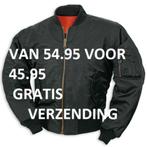 Bomber Jacket MA-1 Gevoerd Basic Model, Kleding | Heren, Jassen | Winter, Nieuw, Fostex, Zwart, Verzenden