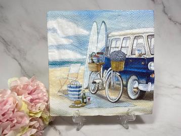 IHR knutsel servet bus fiets op strand decoupage nr 493 beschikbaar voor biedingen