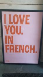 Poster in lijst I LOVE YOU IN FRENCH. roze, rood, Tickets en Kaartjes