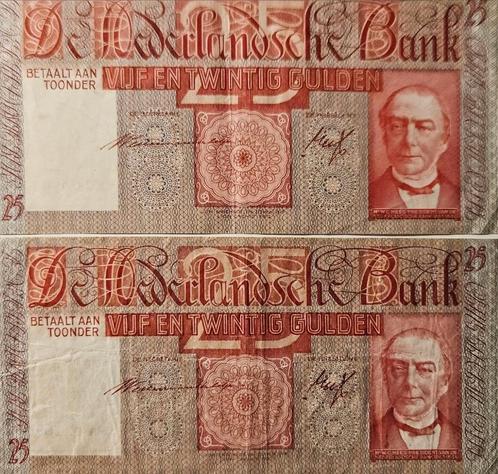 Bankbiljet 2x 25 Gulden 1931 (Mr Mees), Postzegels en Munten, Bankbiljetten | Nederland, Setje, 25 gulden, Ophalen of Verzenden