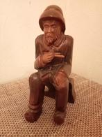 Vintage houten man, handgemaakt, Antiek en Kunst, Kunst | Beelden en Houtsnijwerken, Ophalen of Verzenden
