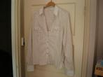 Witte blouse. Beige streepje. Lange mouw. Miss Etam. Mt 46., Gedragen, Miss Etam, Ophalen of Verzenden, Wit