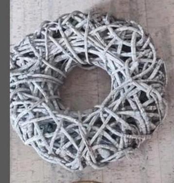 Gevlochten krans takken, brocante, grijs greywash 40 cm beschikbaar voor biedingen