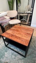 Industriële vierkante salontafel Rafael 60x60 cm, Huis en Inrichting, Tafels | Salontafels, Ophalen, 50 tot 100 cm, Vierkant, Zo goed als nieuw