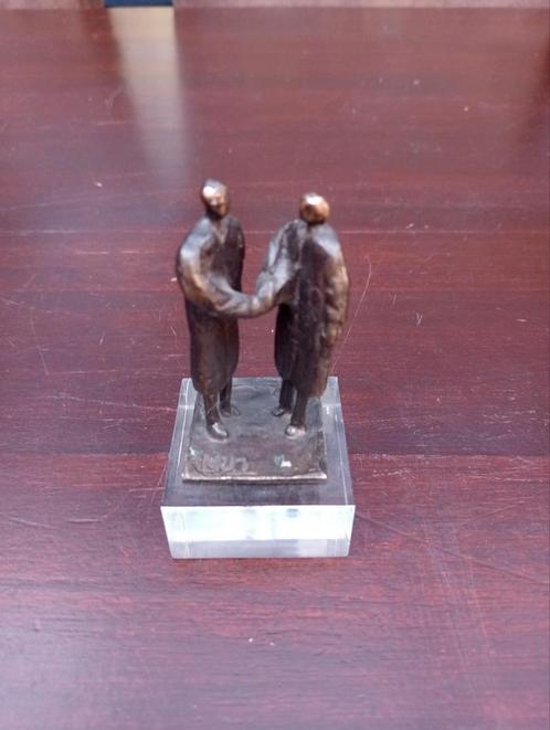 Bronzen Beeldje - Handdruk MJ Gesigneerd, Antiek en Kunst, Kunst | Beelden en Houtsnijwerken, Ophalen of Verzenden
