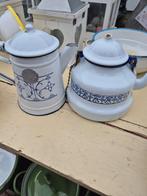 Vintage Emaille Koffie- en Theepotten Set, Ophalen of Verzenden
