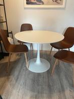 NIEUWE Ronde eettafel met 4 stoelen, Ophalen, Kunststof, 100 tot 150 cm, Rond
