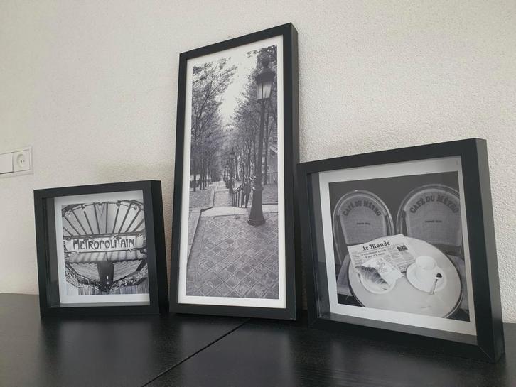 3 zwart houten wissellijsten van Ikea, Huis en Inrichting, Woonaccessoires | Lijsten, Zo goed als nieuw, Minder dan 50 cm, Minder dan 50 cm