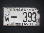Kansas 1954 nummerplaat kentekenplaten nummerplaten USA, Verzamelen, Overige Verzamelen, Gebruikt, Ophalen of Verzenden