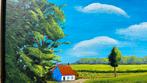 Prachtig Landschap Schilderij Ingelijst, Ophalen of Verzenden