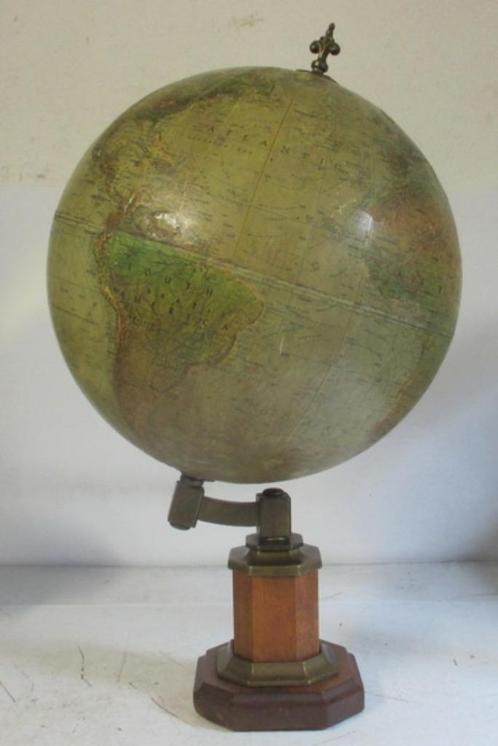 antieke cardboard globe met relief USA wereldbol 119, Antiek en Kunst, Curiosa en Brocante, Verzenden