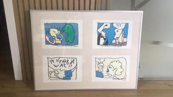 4 werken van Herman Brood in wissellijst beschikbaar voor biedingen
