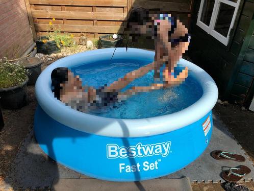 Bestway zwembad, inclusief afdekzeil en zwembadtegels, Tuin en Terras, Zwembaden, Minder dan 80 cm, Minder dan 200 cm, Minder dan 200 cm