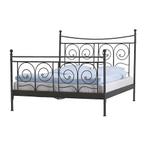Stevig IKEA bed van zwart metaal, Huis en Inrichting, Ophalen, Zwart, Tweepersoons, 140 cm