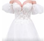 Prachtige trouwjurk met bloemen applicaties, Trouwjurk, Wit, Ophalen of Verzenden, Onbekend