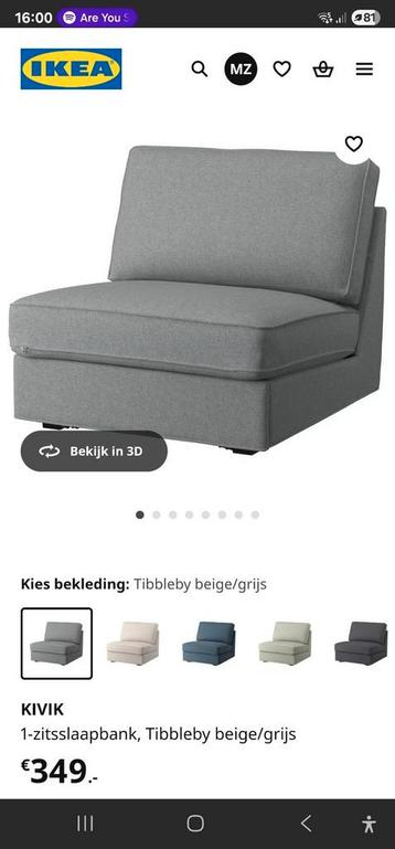 IKEA, KIVIK 1-zitsslaapbank, Tibbleby beige/grijs