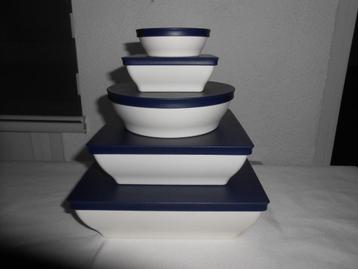 Tupperware Japanse schalen Wit Blauw Deksel NIEUW beschikbaar voor biedingen