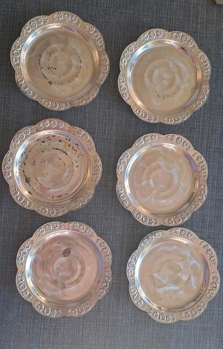 6 Mooie Verzilverde Schaaltjes, Antiek en Kunst, Antiek | Schalen, Ophalen of Verzenden